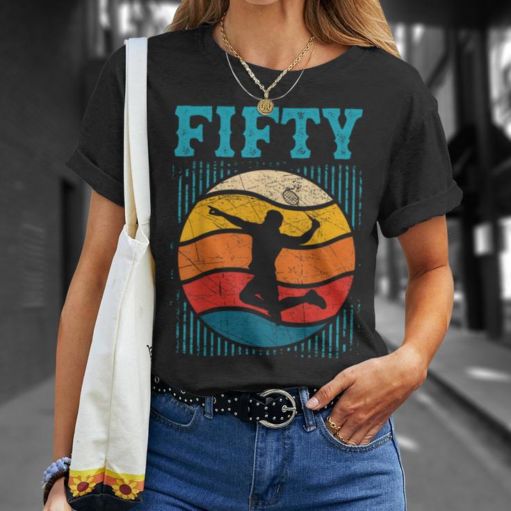 50歳の誕生日 レトロ バドミントン 50歳 男性 女性 Tシャツ 彼女への贈り物
