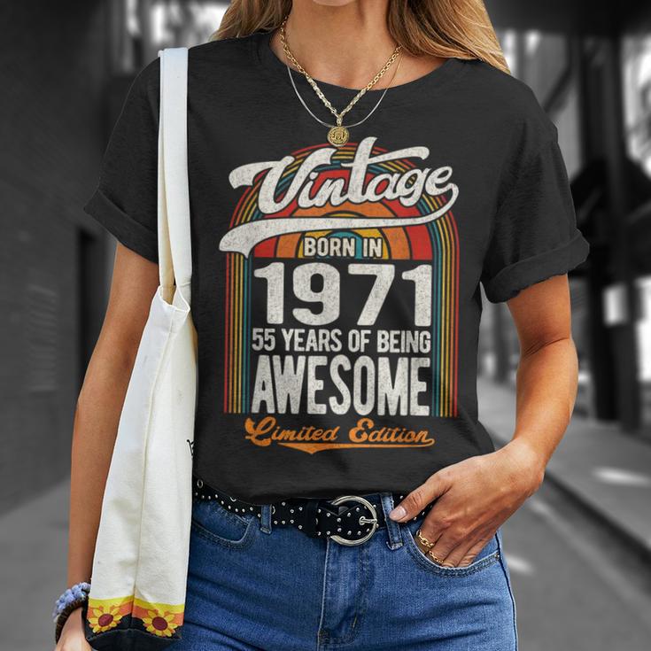 55 Years Of Awesome Born 1971 限定版 55歳の誕生日 Tシャツ 彼女への贈り物