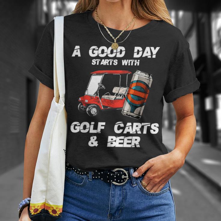 A Good Daytarts With Golf Carts And Beer 面白いゴルフ Tシャツ 彼女への贈り物