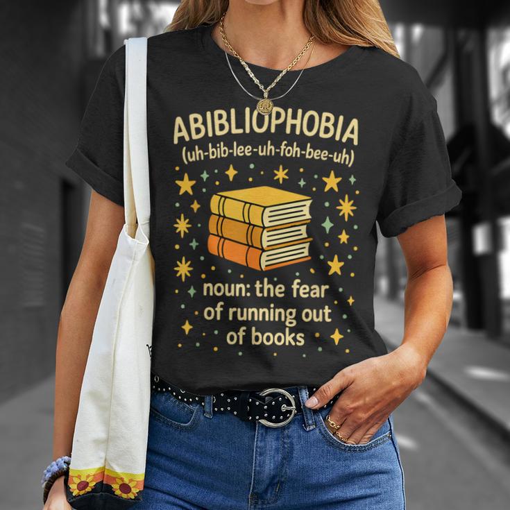 Abibliophobia Book Lover Reading Humor Graphic T-Shirt Gifts for Her