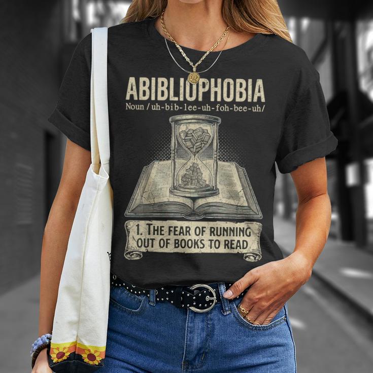 Abibliophobia Reading Bookworm Books Reader T-Shirt Gifts for Her