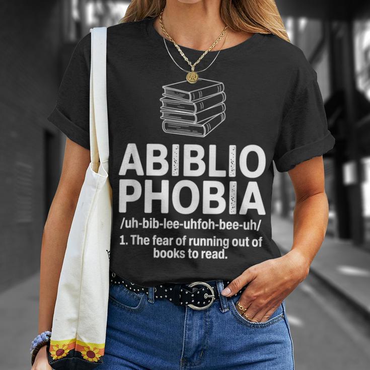 Abibliophobia Reading Fear Of No Books Definition T-Shirt Gifts for Her