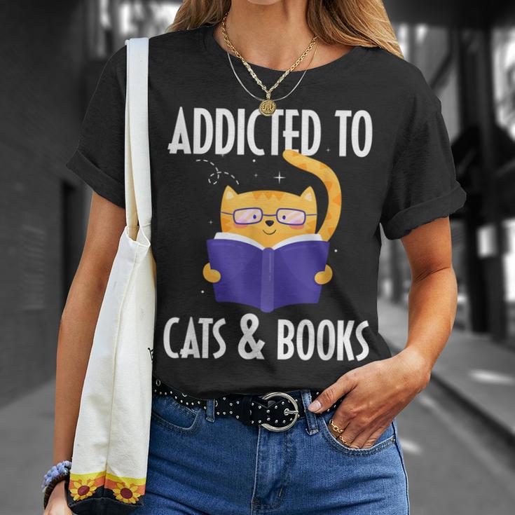 Addicted To Cats And Books Orange Tabby Cat Men Women Kids T-Shirt Gifts for Her Addicted To Cats And Books Orange Tabby Cat Men Women Kids T-Shirt Gifts for Her