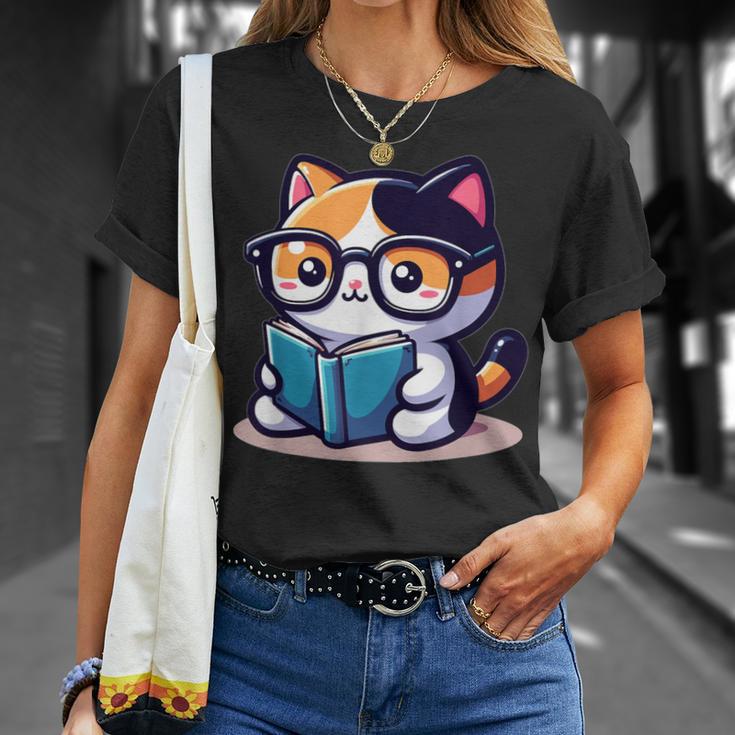 Adorable Book Lover Calico Cat With Reading Glasses Cute For Men Women Kids T-Shirt Gifts for Her Adorable Book Lover Calico Cat With Reading Glasses Cute For Men Women Kids T-Shirt Gifts for Her