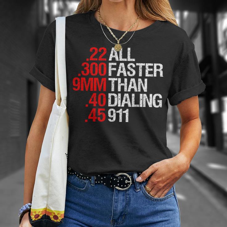 All Faster Than Dialing 911 ガン愛好家 Tシャツ 彼女への贈り物