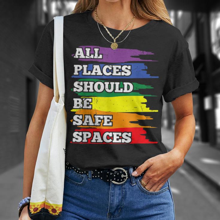 All Placeshould Beafepaces ゲイプライド 同盟国 Lgbtq Month Tシャツ 彼女への贈り物