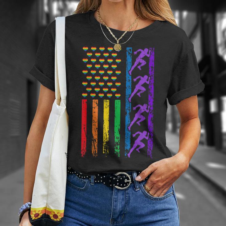 Americanports レインボーフラッグ Lgbt プライド 陸上競技 Tシャツ 彼女への贈り物