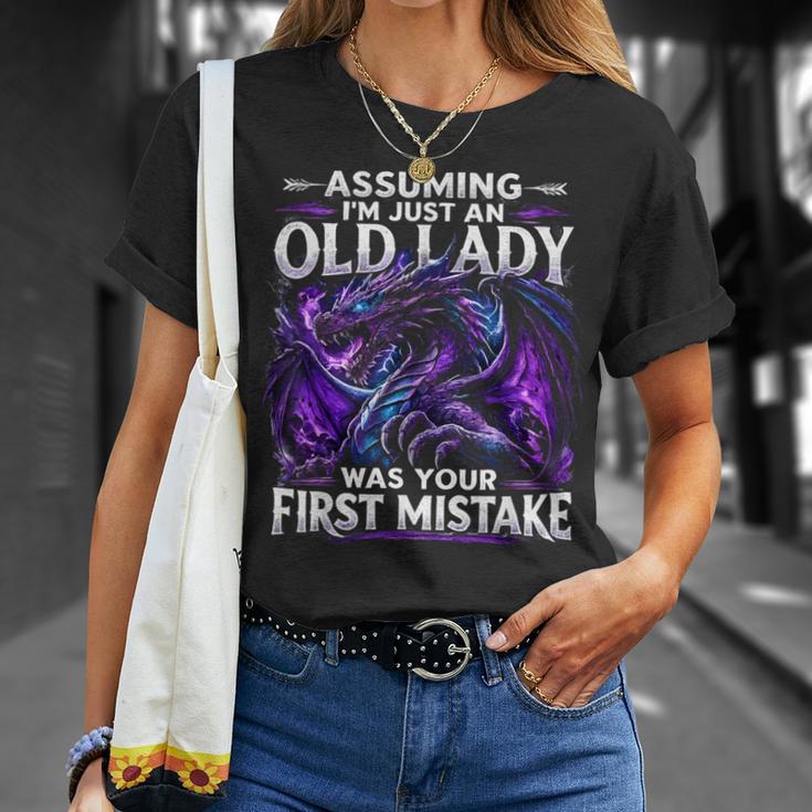 Assuming I'm Just An Old Lady Fantasy Book Reader Mom Dragon T-Shirt Gifts for Her