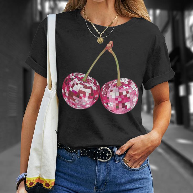 Ästhetischer Trendiger Y2k-Disco-Kugel Mit Kirsche Für Damen Girly T-Shirt Geschenke für Sie