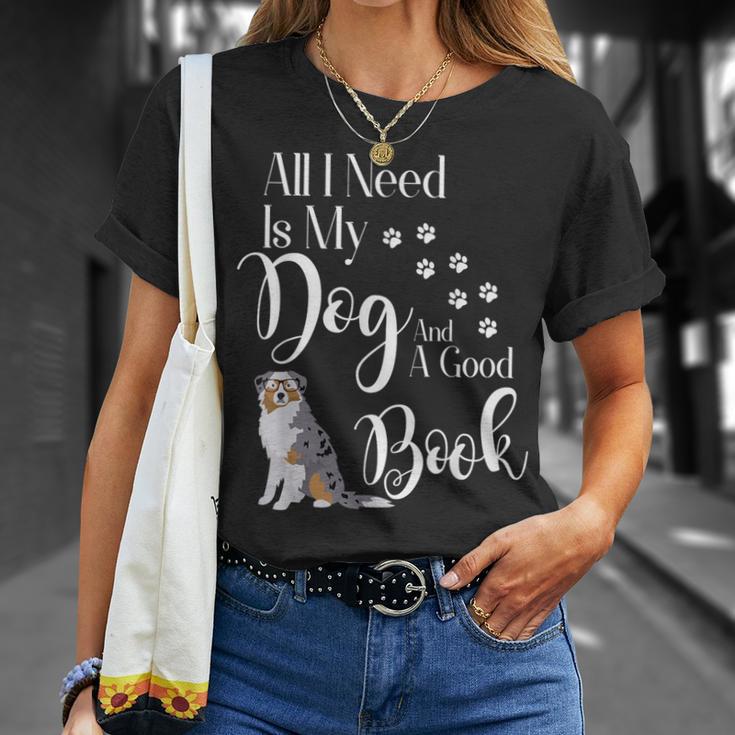Australian Shepherd Dog Book Reading Love Mini Aussie Men Women Kids T-Shirt Gifts for Her