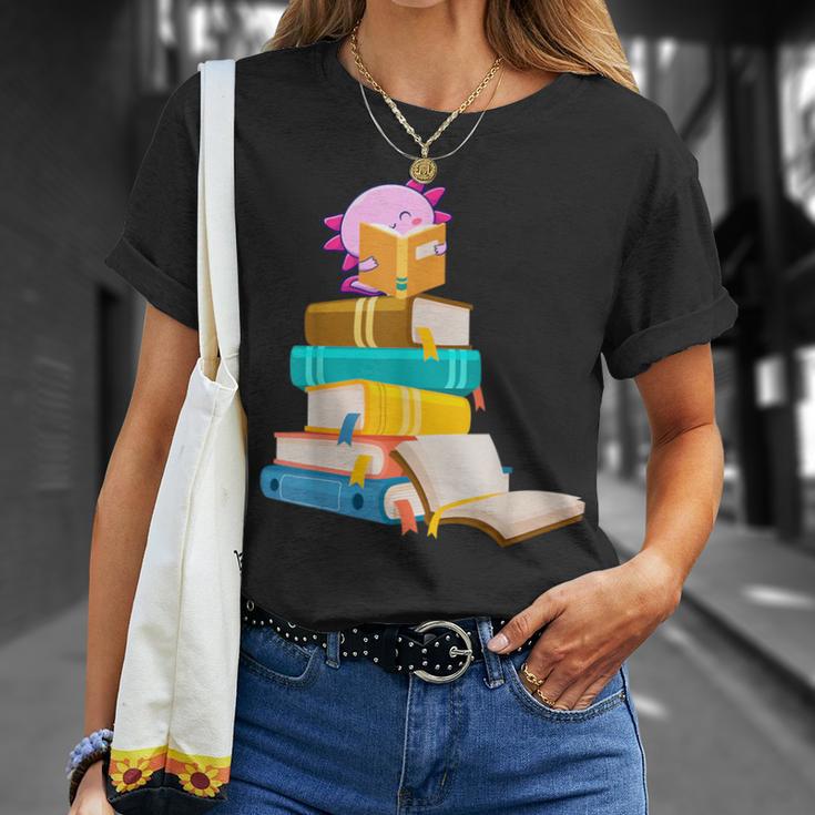 Axolotl Reading Book Bookworm Book Lover Girls Boys T-Shirt Gifts for Her