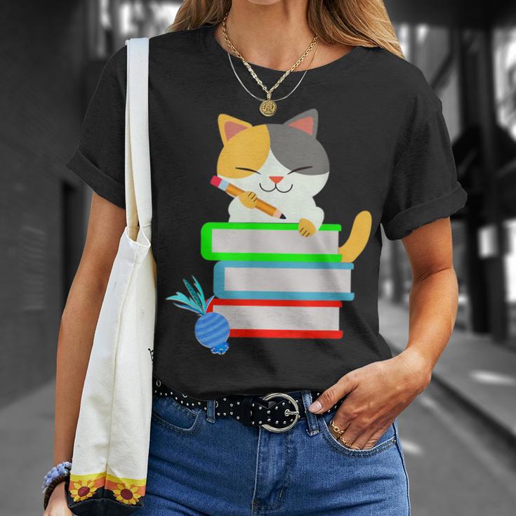 Back To School Kawaii Cat School Books Homework For Men Women Kids T-Shirt Gifts for Her