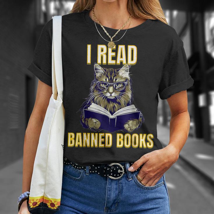 Banned Books Cat Reader Anti-Censorship T-Shirt Gifts for Her
