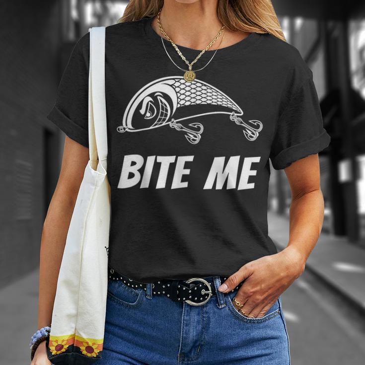 Bite Me フィッシングルアー グラフィックイメージ スカル フィッシュ スケルトン メンズ Tシャツ 彼女への贈り物
