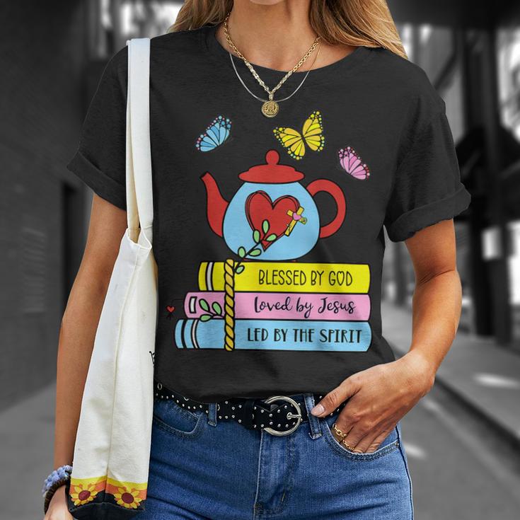 Blessed By God Loved By Jesus Book Lovers T-Shirt Gifts for Her