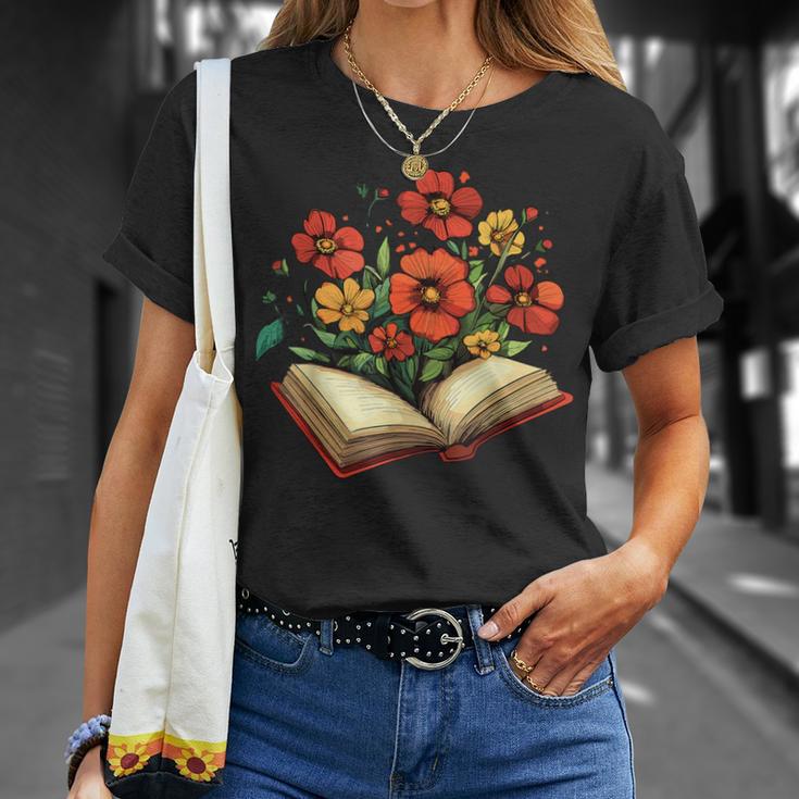 Book With Blooming Flowers Reading Nature Garden T-Shirt Gifts for Her Book With Blooming Flowers Reading Nature Garden T-Shirt Gifts for Her