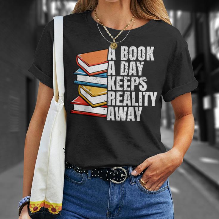 A Book A Day Keeps Reality Away Bookworm T-Shirt Gifts for Her