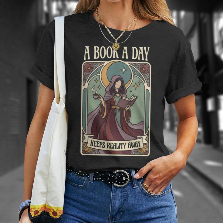 A Book a Day Keeps Reality Away Fairy Reading Tarot Card T-Shirt Gifts for Her