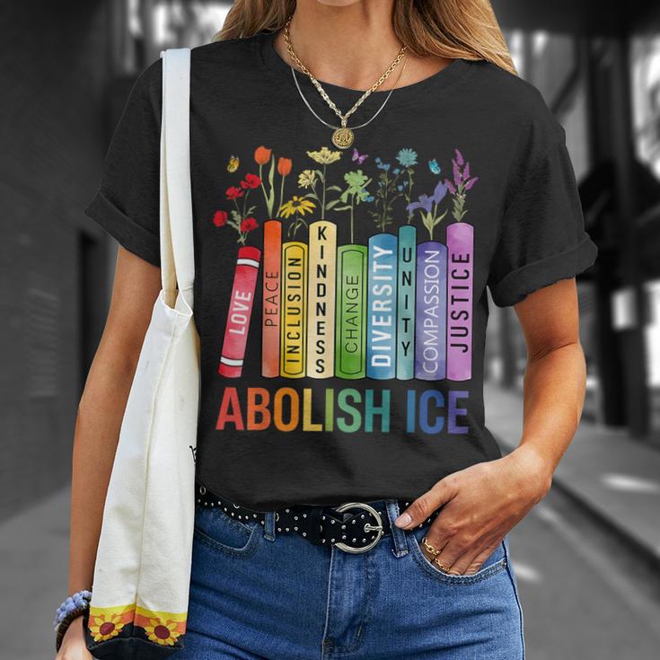 Book Flower Abolish ICE Meme For Women Girl T-Shirt Gifts for Her