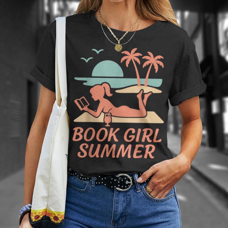 Book Girl Summer Book Reading Retro Sunset T-Shirt Gifts for Her
