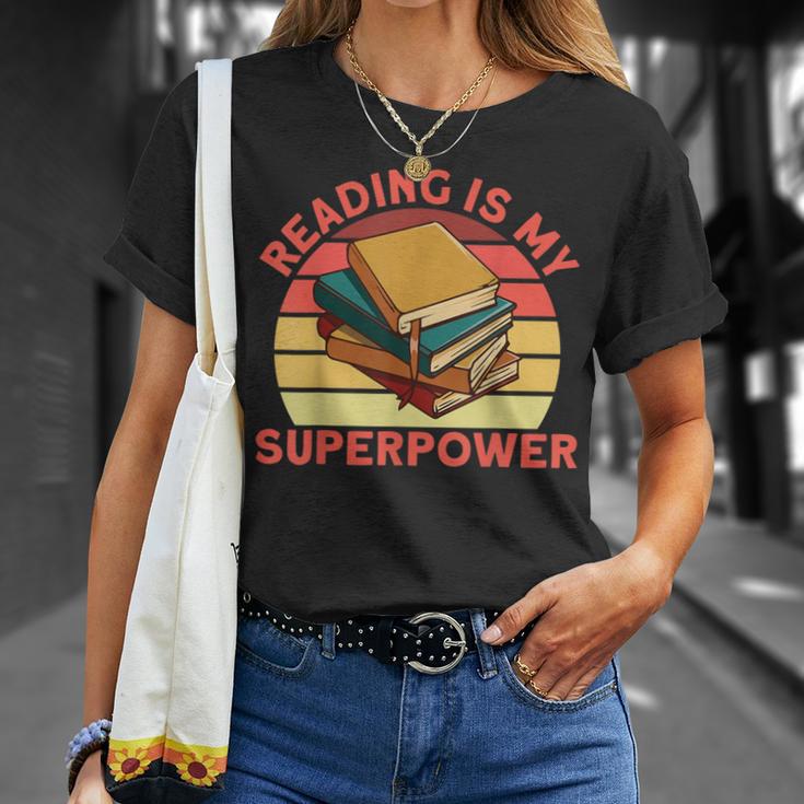 Book Lovers Reading Is My Superpower Avid Readers Bookworms T-Shirt Gifts for Her