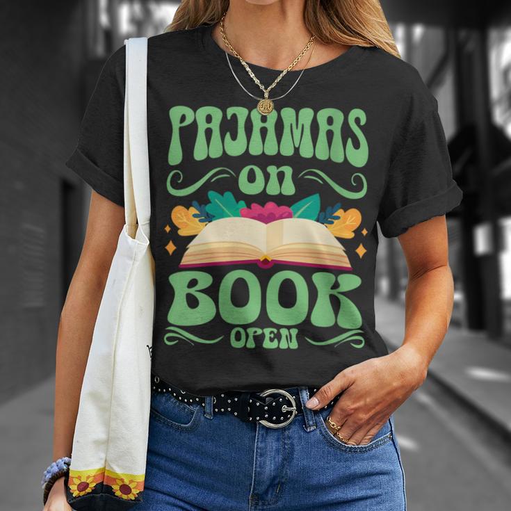 Book And Pajama Pajamas On Book Open T-Shirt Gifts for Her