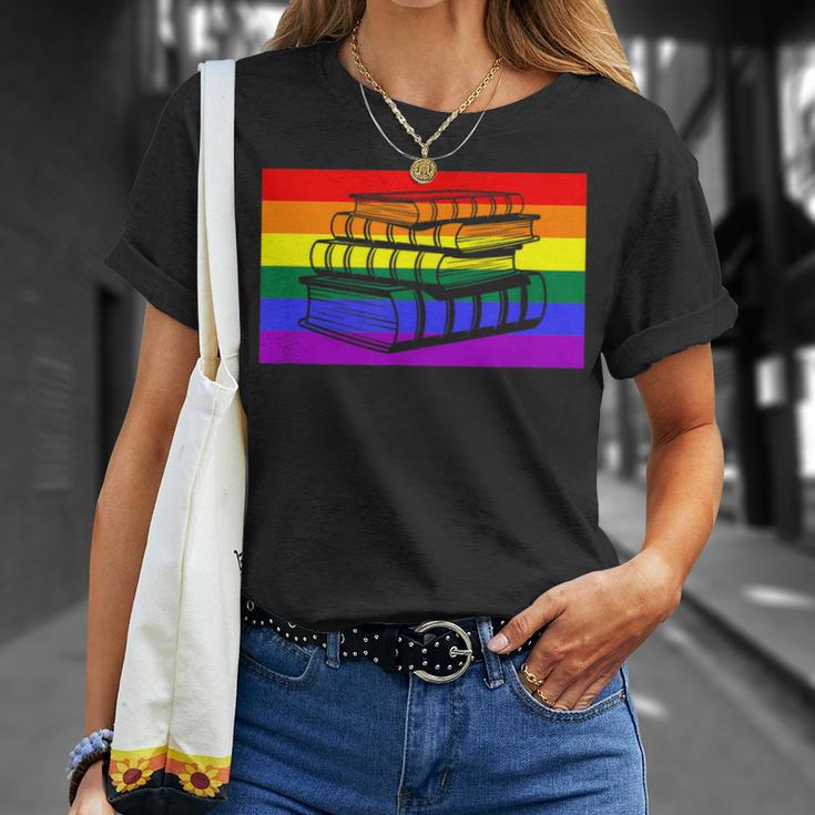 Book Read Literary Gay Pride Flag Rainbow LGBTQ Queer T-Shirt Gifts for Her