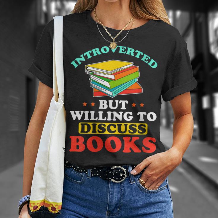 Book Reading Introverted But Willing To Discuss Books T-Shirt Gifts for Her