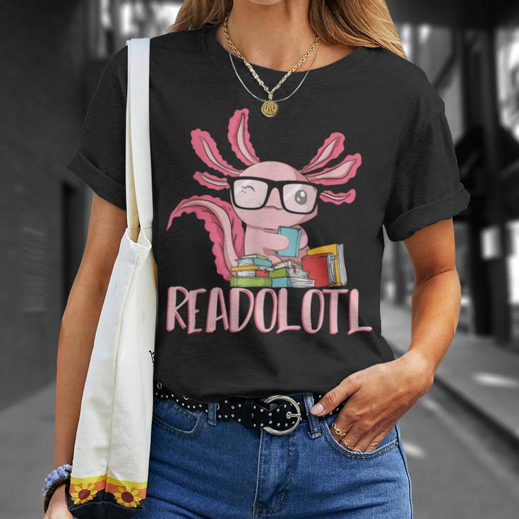 Book Reading Readolotl Amphibian Animal Bookworm Axolotl T-Shirt Gifts for Her
