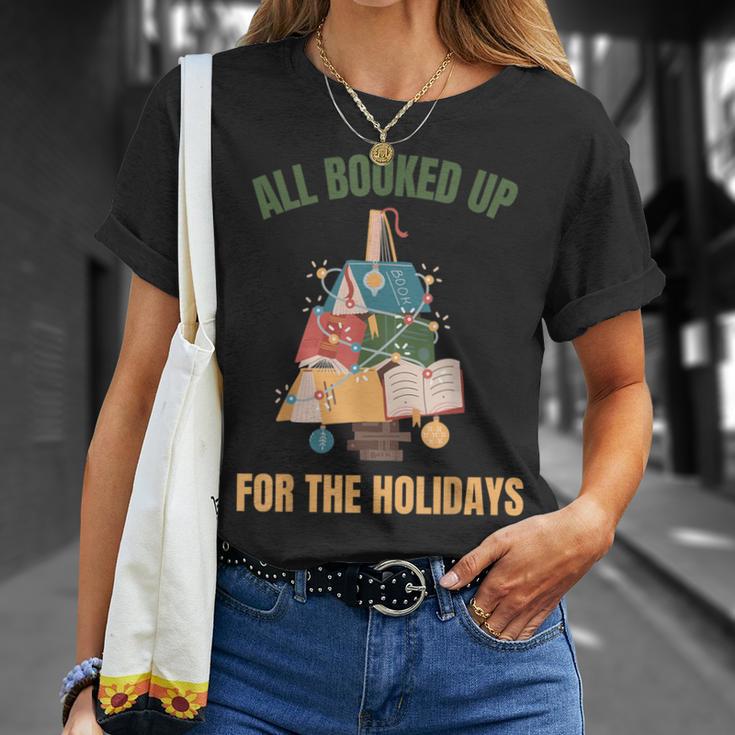 All Booked Up For The Holidays Reading Book Lover Xmas T-Shirt Gifts for Her