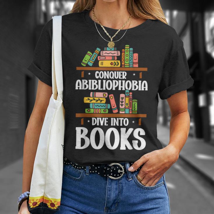 Bookish Book Lover Bookworm Abibliophobia T-Shirt Gifts for Her