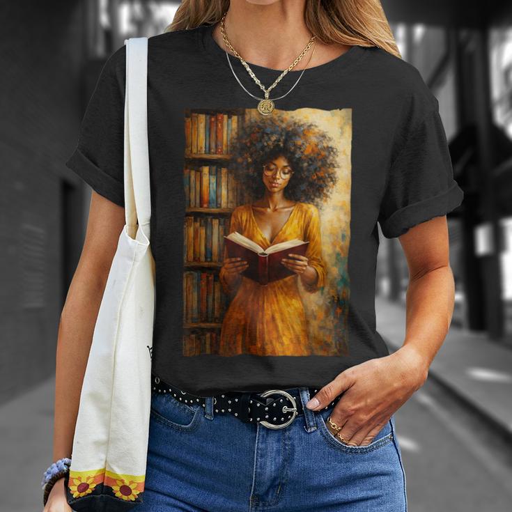 Bookish Melanin Afro Girl Reading Book Bookstore Woman T-Shirt Gifts for Her