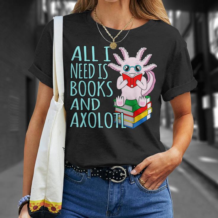 Books And Axolotl Kawaii Animal Axolotls Lover Owner Graphic T-Shirt Gifts for Her