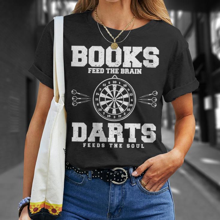 Books Feed The Brain Darts Feeds The Soul T-Shirt Gifts for Her