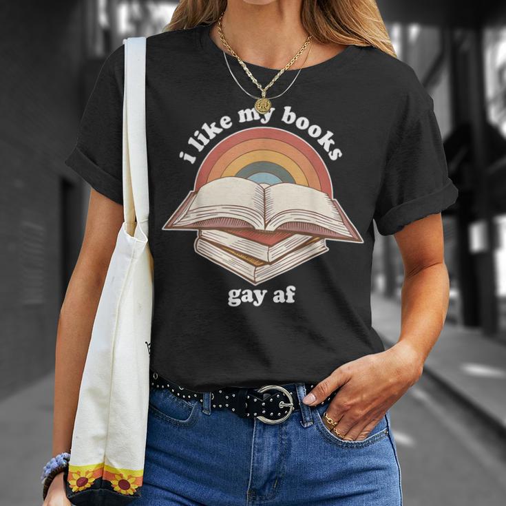 I Like My Books Gay AF LGBTQ Pride Read Diverse Quote T-Shirt Gifts for Her I Like My Books Gay AF LGBTQ Pride Read Diverse Quote T-Shirt Gifts for Her