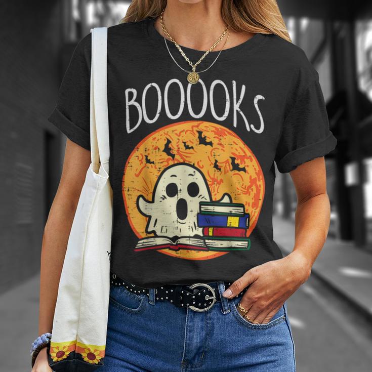 Books Ghost Boooks Halloween Reading Librarian Teacher Book T-Shirt Gifts for Her