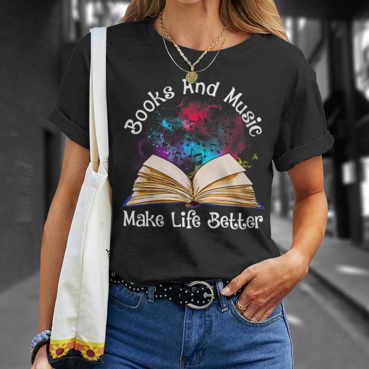 Books And Music Makes Life Better Fun Reading Motivation T-Shirt Gifts for Her Books And Music Makes Life Better Fun Reading Motivation T-Shirt Gifts for Her