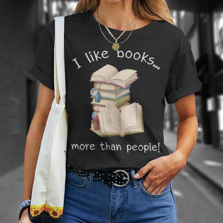 I Like Books More Than People Reading Book Lover T-Shirt Gifts for Her
