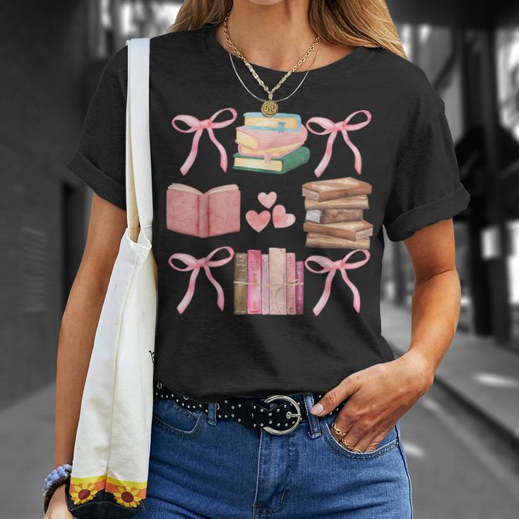 Books And Pink Bows Booktok Coquette Preppy T-Shirt Gifts for Her