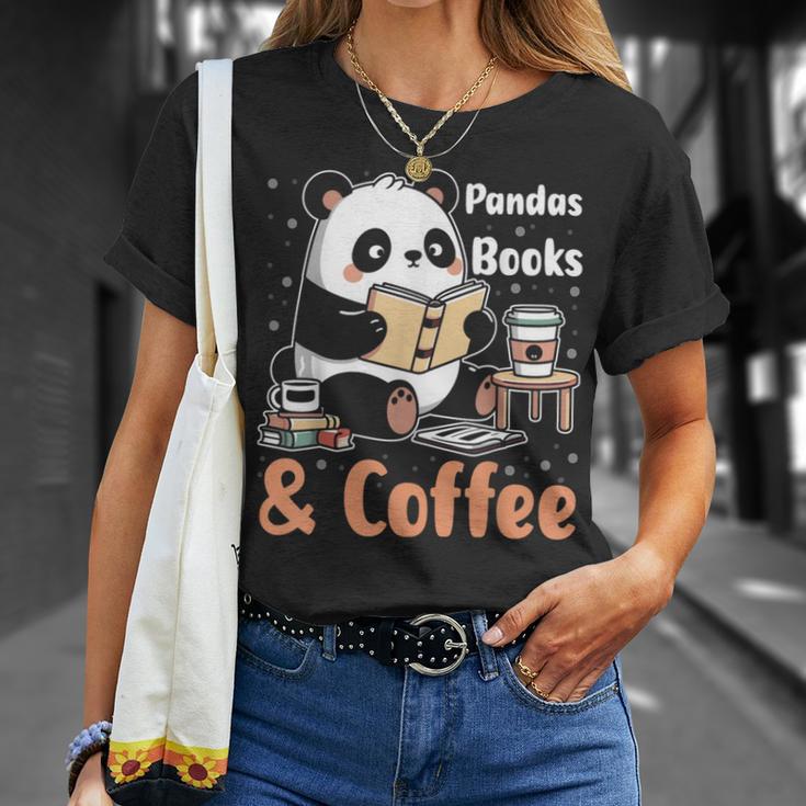 Books Reading Reader Panda Panda Books And Coffee T-Shirt Gifts for Her