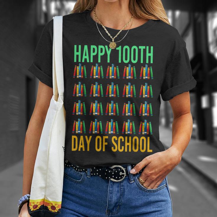 Books School Teacher Student Happy 100th Day Of School T-Shirt Gifts for Her