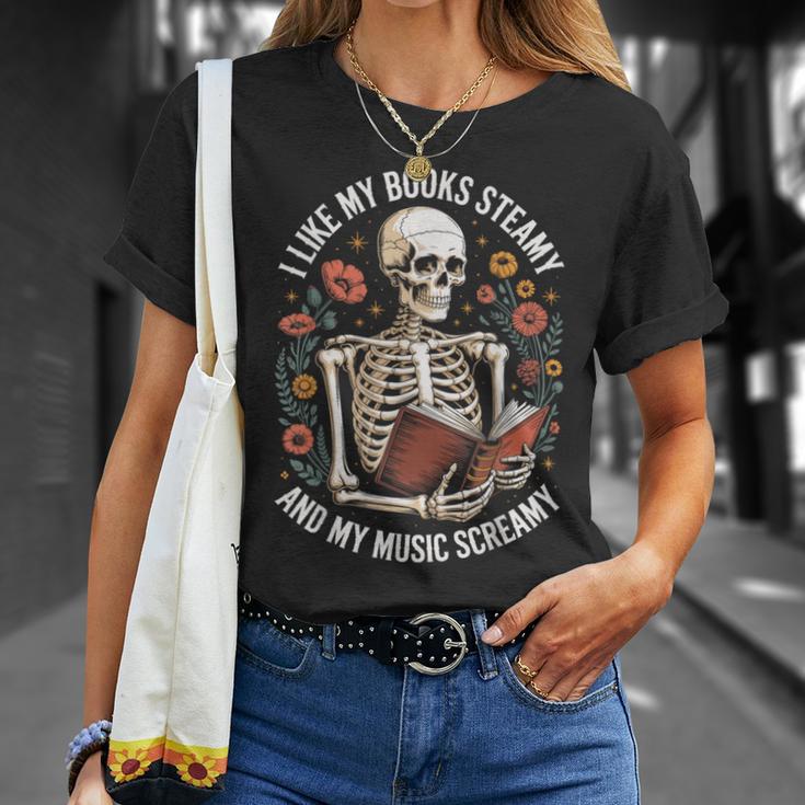 I Like My Books Steamy And My Music Screamy T-Shirt Gifts for Her