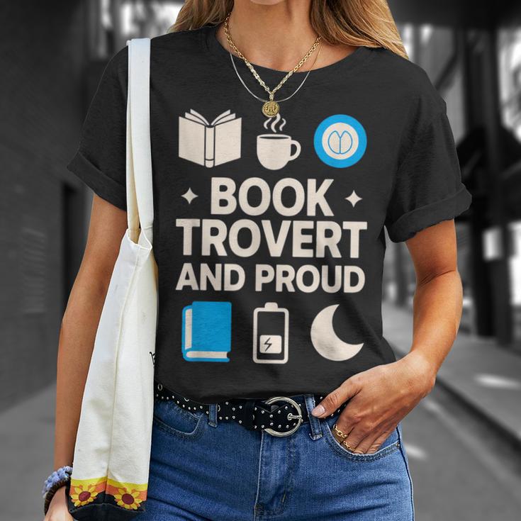 Booktrovert Introvert Reader Library Card Coffee Books T-Shirt Gifts for Her