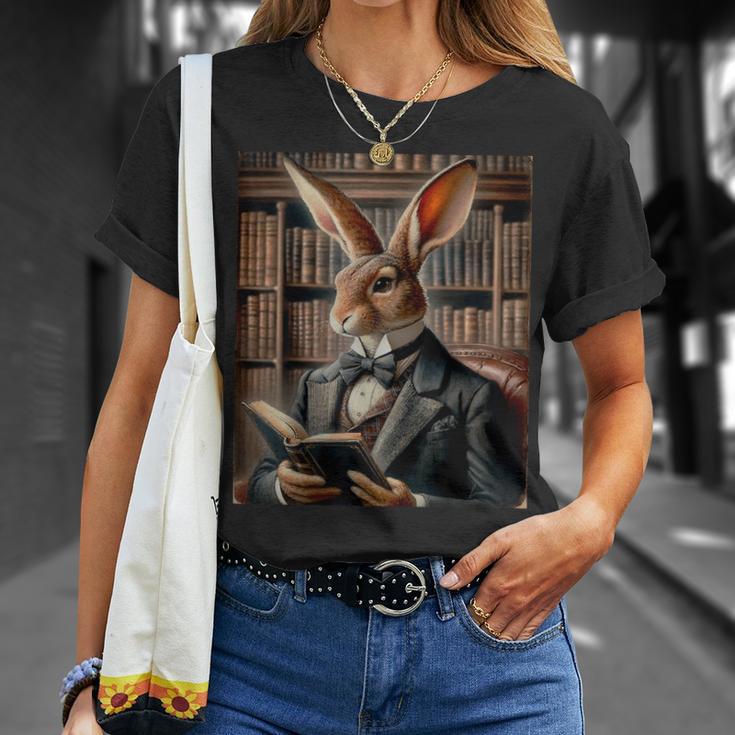 Bunny Reading Book Rabbit Bow Tie Happy Easter Boys Girl Kid T-Shirt Gifts for Her