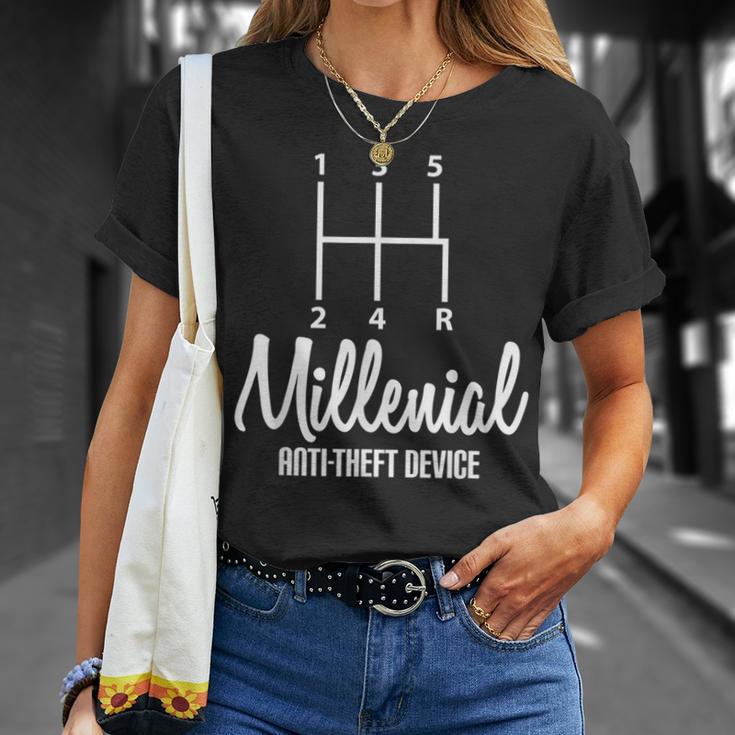 Caja De Cambios Manual Divertida Millennial Anti-Theft Device Camiseta unisex Regalos para ella