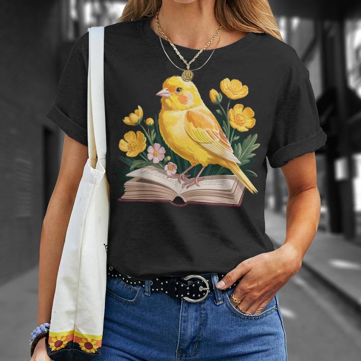 Canary Bird Floral Book Yellow Bird Reading Bookish Teacher T-Shirt Gifts for Her Canary Bird Floral Book Yellow Bird Reading Bookish Teacher T-Shirt Gifts for Her