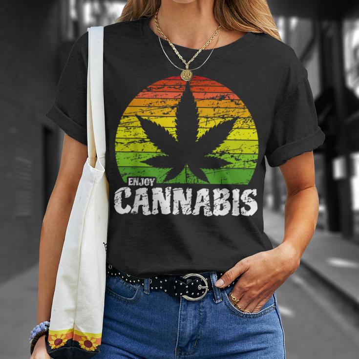 Cannabis ヴィンテージ 麻葉 レトロ マリファナ Tシャツ 彼女への贈り物