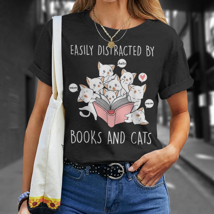 Cat & Book Lover Easily Distracted By Cats And Books For Men Women Kids T-Shirt Gifts for Her