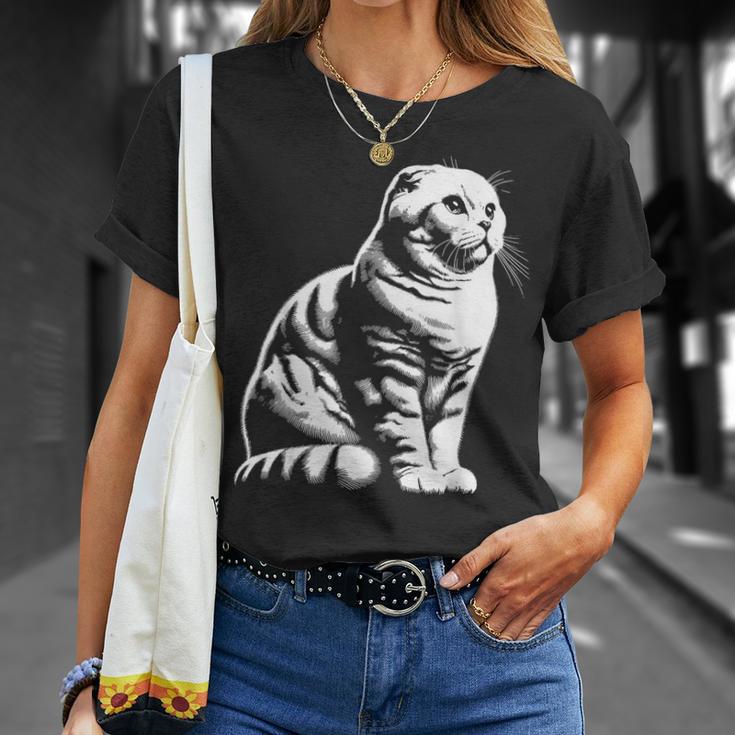 Cat Dad Mom Lover – モノクロスコティッシュフォールド。 Tシャツ 彼女への贈り物