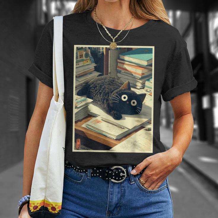 Cat Teacher Student School Last Day Books First 100th Day T-Shirt Gifts for Her